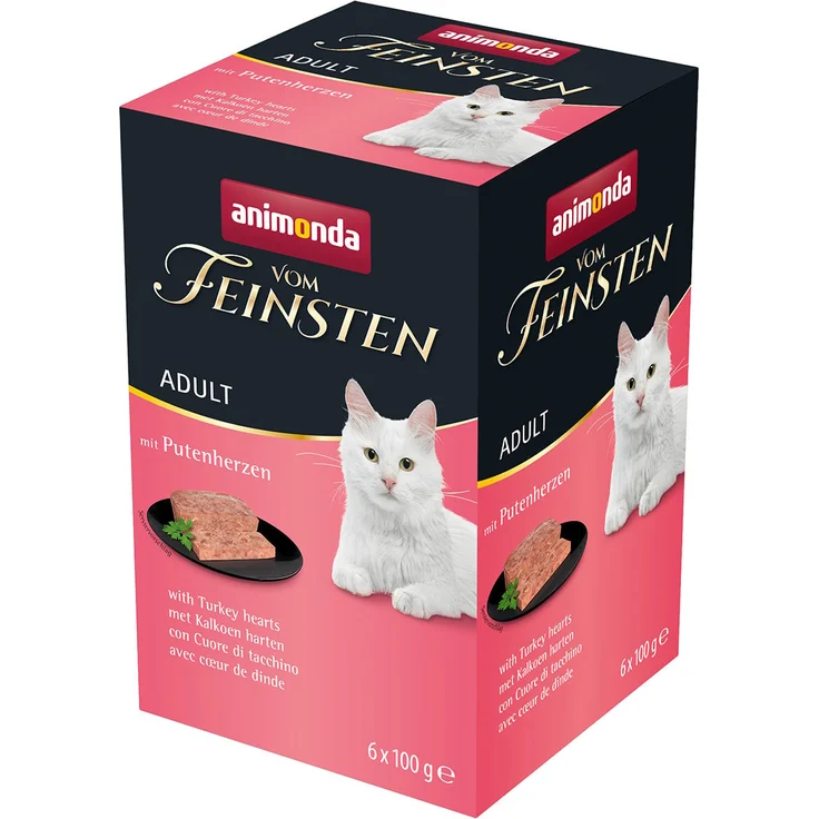 animonda vom Feinsten Adult Putenherzen, Getreidefreies Nassfutter für Katzen, 32x100g