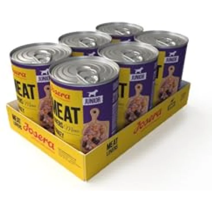 Josera Meat Lovers Junior Menü, Hunde-Nassfutter mit 100% Fleischanteil, 6 x 400 g - Pute