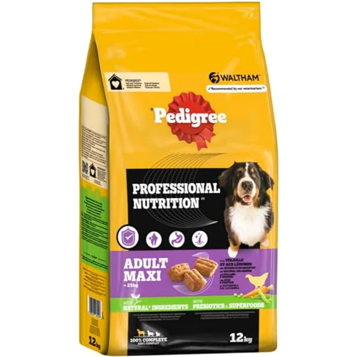 Pedigree Professional Nutrition Adult Maxi, Trockenfutter für große Hunde mit Geflügel und Gemüse, 12 kg