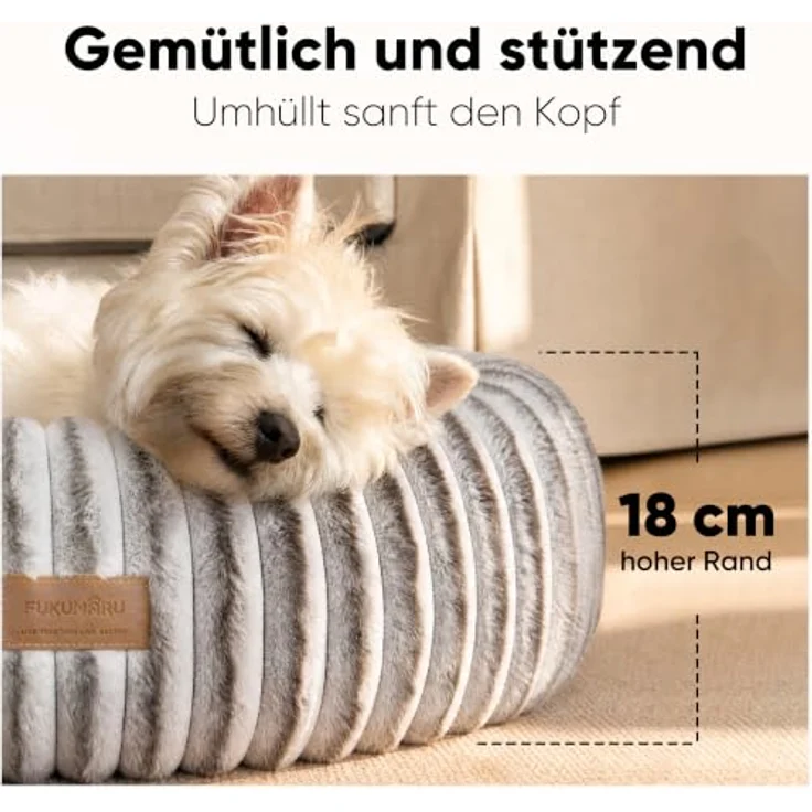 FUKUMARU Orthopädisches Hundebett, Katzenbett mit waschbarem Bezug, modernes Design mit Farbverlauf, 76 x 76 x 18 cm, Braun – Bild 4