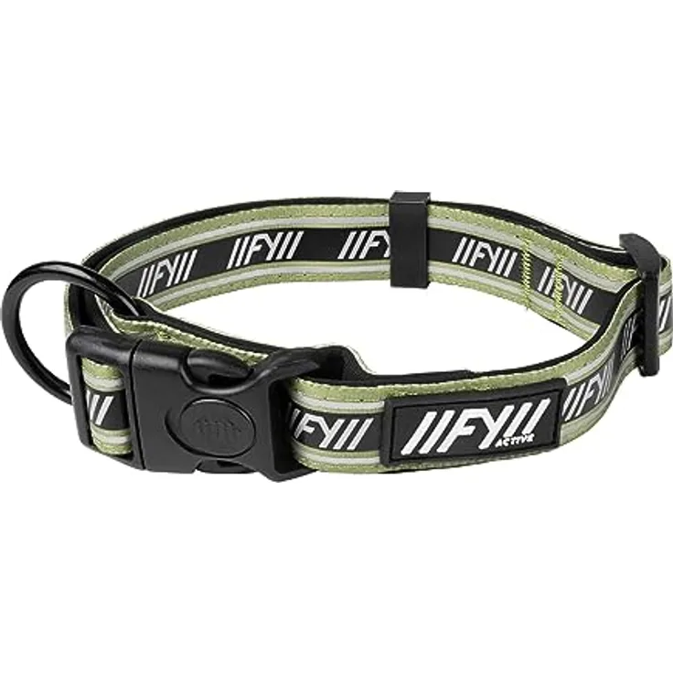 FuzzYard LIFE Hunde-Halsband Hundehalsband - mit Sicherheitssteckverschluss, Nylon und Neopren, in Schwarz, Größe M