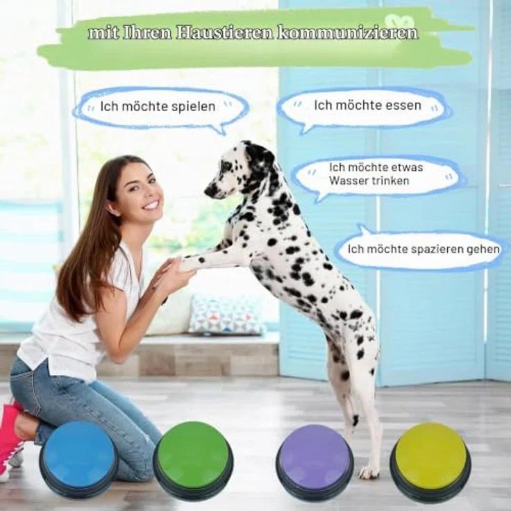 Gelabur Dog Communication Button Set, 4 Voice Recordable Tasten für Hundetraining, langlebig und sicher, individuell anpassbar – Bild 2
