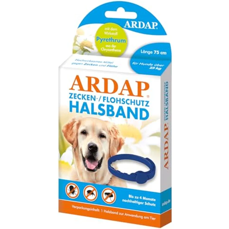 ARDAP Zecken- & Flohschutzhalsband für Hunde über 25kg, Natürlicher Langzeitschutz bis zu 4 Monate, Biozidprodukt PT19 mit Pyrethrum – Bild 1