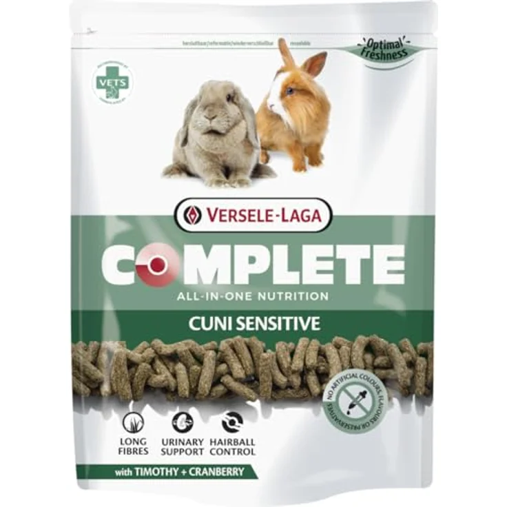 Versele-Laga Complete Cuni Sensitive, 500 g, Alleinfuttermittel für Kaninchen, Ballaststoffreich, Unterstützend bei Haarballen und Übergewicht, All-in-one Pellets, Tierärztlich entwickelt