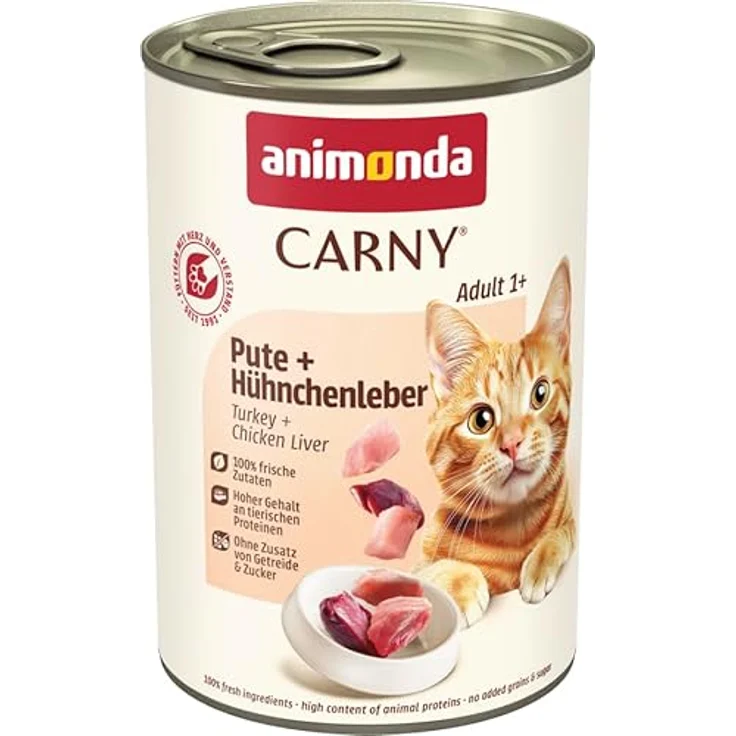 animonda Carny Katzen Nassfutter Pute + Hühnchenleber, getreidefrei, ohne Zucker, 6 x 400g, frische fleischige Zutaten für erwachsene Katzen – Bild 3