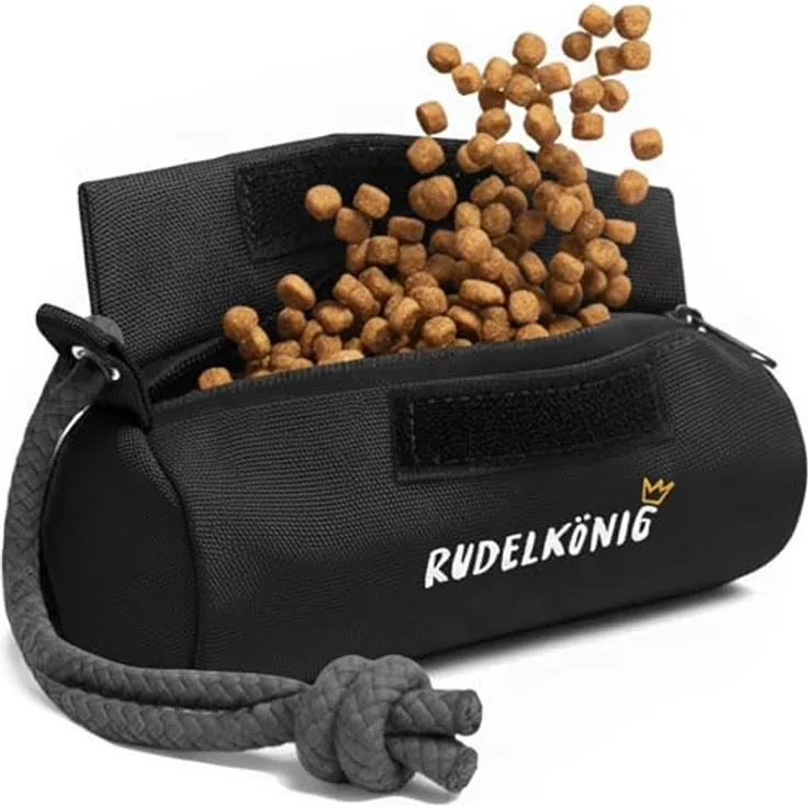 Rudelkönig Futterbeutel, Snackbeutel für Hundetraining mit Reißverschluss, schwarz – ideal für Rückruftraining und Apportieren