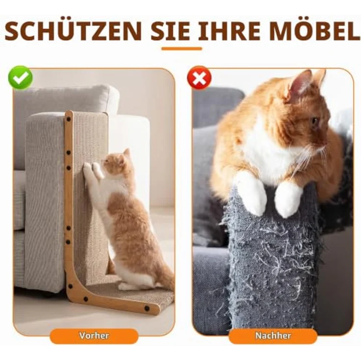Gimars Kratzbrett Katze 58cm L-Form, stabiles Set aus Kratzpappe, vertikales Kratzmöbel mit rutschfester Unterseite zum Schutz von Möbeln, langlebig und platzsparend – Bild 5