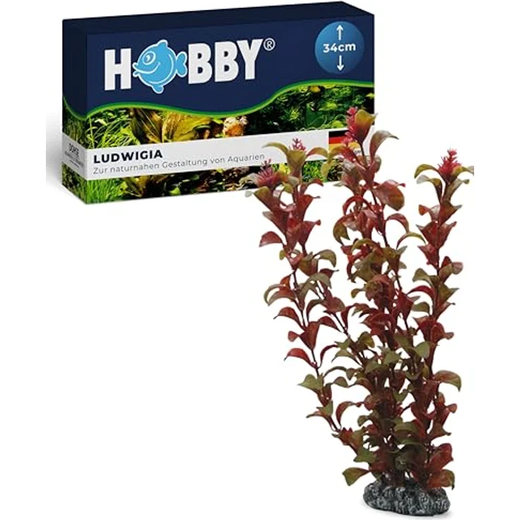 HOBBY Aquariendeko Ludwigia, 34 cm Kunststoffpflanze für Aquarien, naturgetreue Darstellung mit beweglichen Elementen – Bild 1