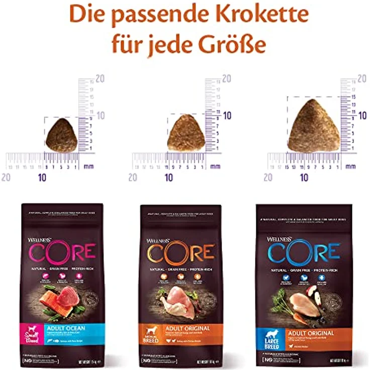 Wellness CORE Ocean, Trockenfutter für Hunde mit Lachs & Thunfisch, 10 kg, getreidefrei, ohne Zuckerzusatz, glänzendes Fell, hoher Fleischanteil – Bild 2