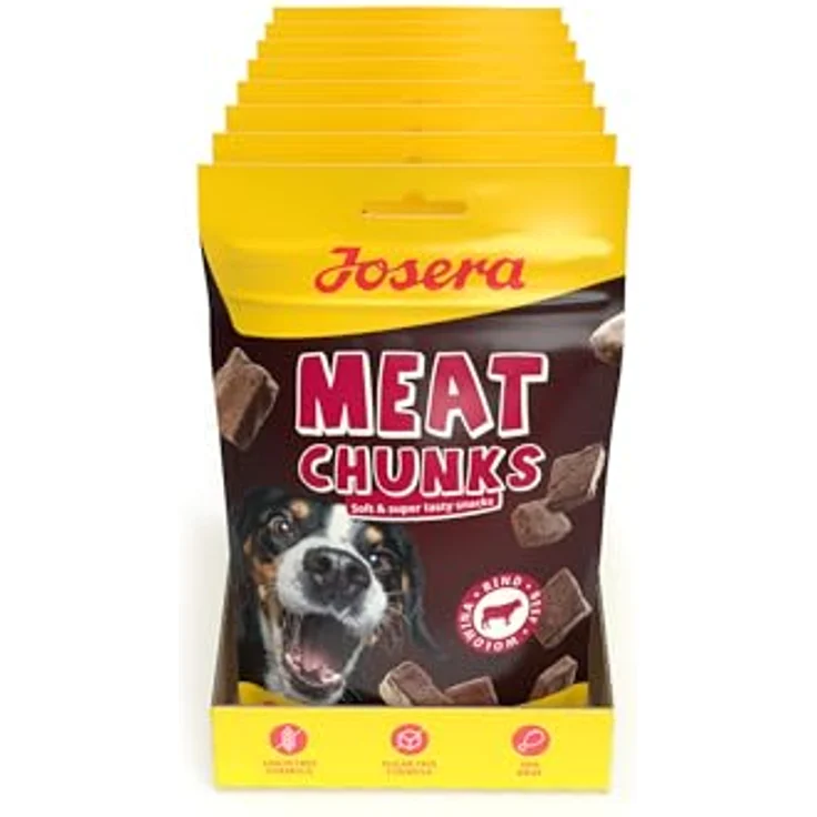 JOSERA Meat Chunks Beef, 8er Pack, 70 g Snacks mit 90% Rindfleischanteil, zucker- und getreidefrei, schonend getrocknet – Bild 2