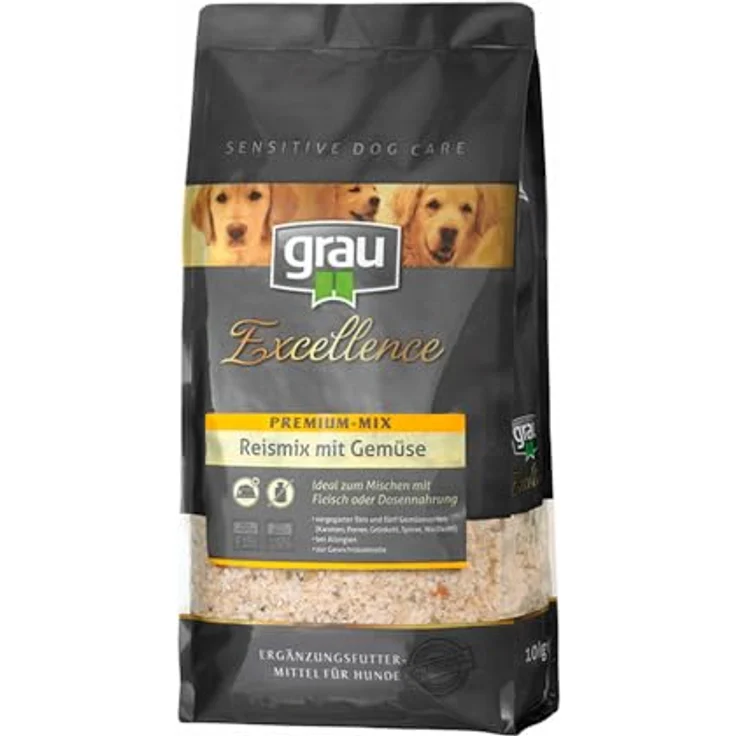GRAU Reismix mit Gemüse für Hunde, Ergänzungsfuttermittel zum Mischen, 5 kg, für sensible Hunde