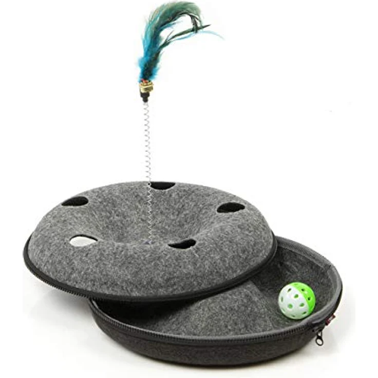 CanadianCat Company Katzenspielzeug Sputnik, interaktives Futterspielzeug für Katzen, fördert Sinne, 30 x 30 x 40 cm, hochwertige Verarbeitung aus Filz – Bild 4