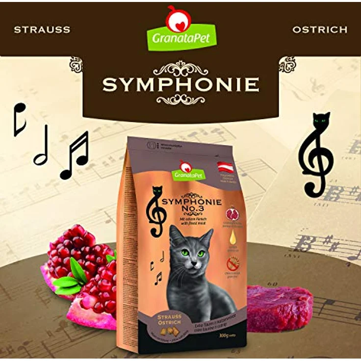 GranataPet Symphonie No.3, Katzen-Trockenfutter mit Strauß und Granatapfelkernen, 300g – Bild 2