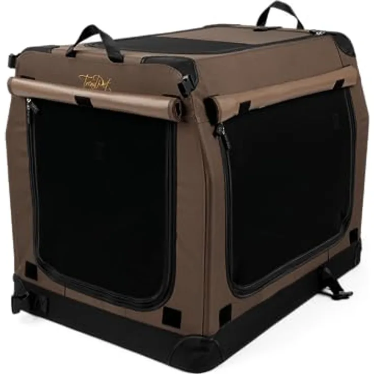 TrendPet TPX90-Pro, Leichte, Faltbare Hundebox aus Aluminium für Auto mit Verdunkelungsmöglichkeit und Netzstofföffnung