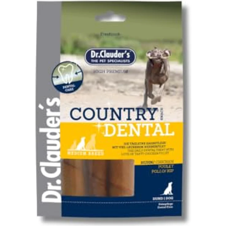 Dr.Clauder's Country Dental Snack Huhn, Kausnack für mittelgroße Hunde, 2 x 120 g mit Schweinerohhaut und Hühnerfleisch – Bild 1
