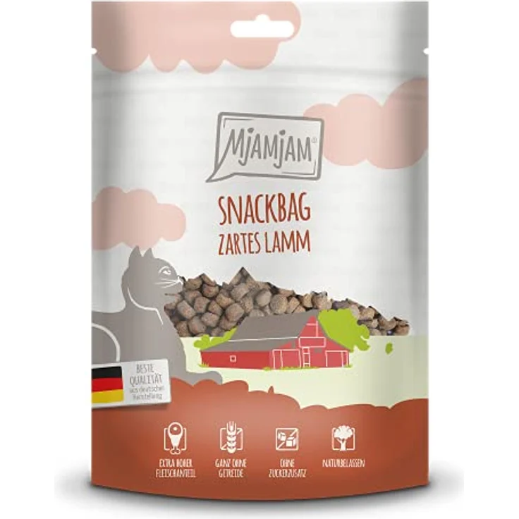 MjAMjAM Premium Katzensnack Snackbag, zartes Lamm, naturbelassen ohne synthetische Konservierungsstoffe, 1 x 125 g – Bild 1