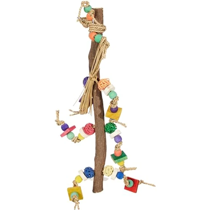 Trixie Toy 56 cm, Vogelspielzeug aus Holz mit Rattan und Gras – Bild 4