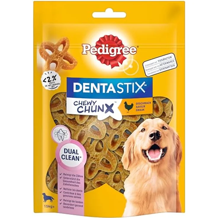 Pedigree Dentastix Chewy Chunx Zahnpflegesnacks für große Hunde, mit Huhn, Dual Clean, 5x68g – Bild 2