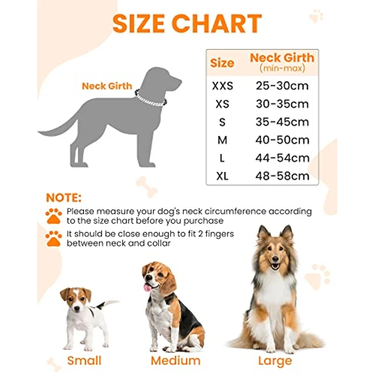 PETTOM Hundehalsband, Verstellbares Nylonhalsband mit Atmungsaktivem und Reflektierendem Design, Orange XS – Bild 2