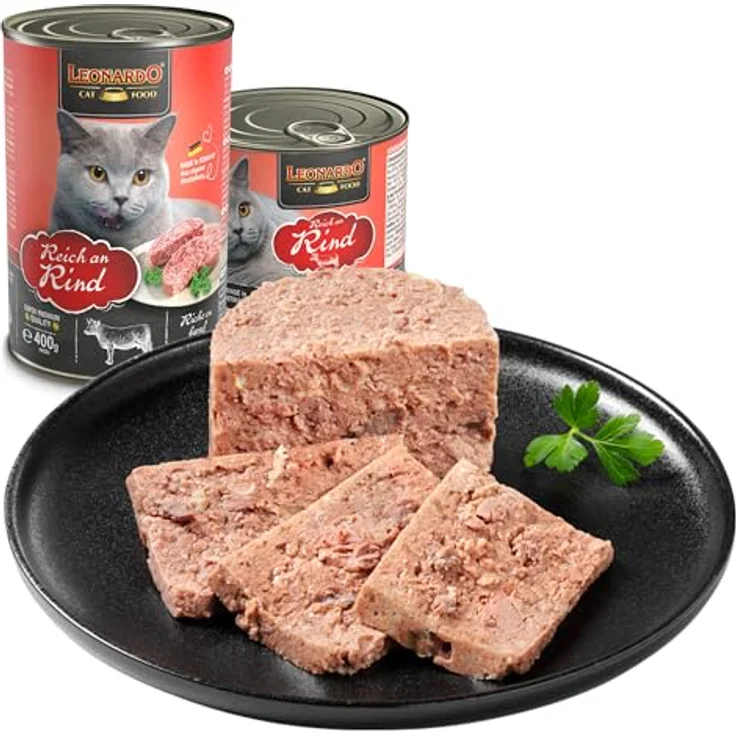 LEONARDO Nassfutter Rind, getreidefreies Feuchtfutter für Katzen, 6x200g, Alleinfutter aus der Dose – Bild 4