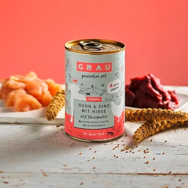 GRAU – das Original – Nassfutter für Hunde – Puppy – Huhn & Rind mit Hirse, glutenfrei, 6er Pack (6 x 200 g) – Bild 2