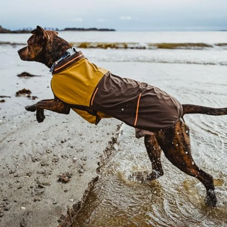 RUFFWEAR Sun Shower Regenjacke, wasserdichte Hundejacke für kleine Hunde, leichte wetterfeste Hundeweste, Größe S, Mineralgelb – Bild 5