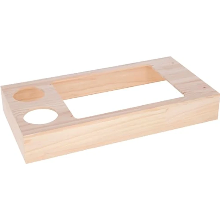 Kerbl Pet Buddel- und Futterstation, Kiefernholz, 70x36x24cm, Fressstation mit 2 Edelstahl-Näpfen für Nager, für Innen- und Außenbereich – Bild 3