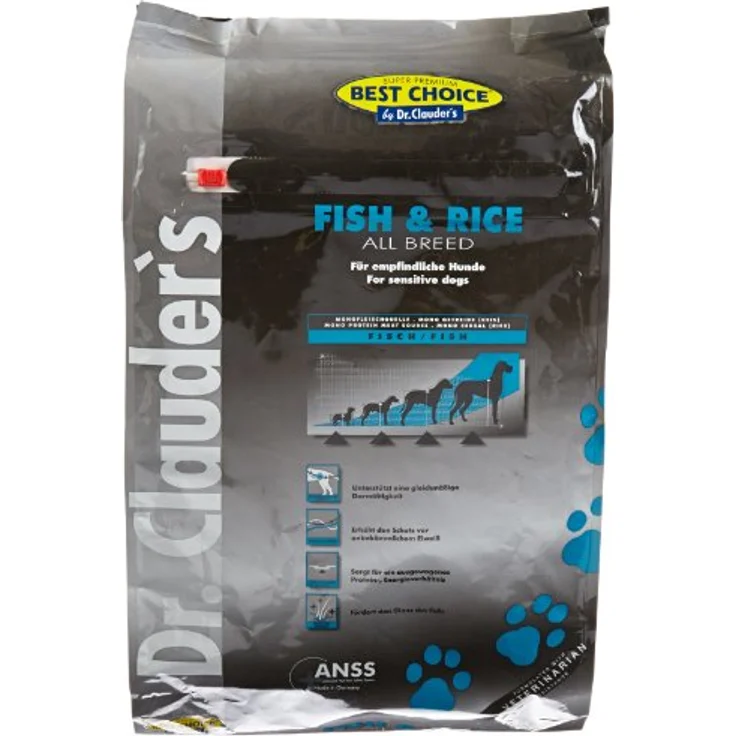 Dr. Clauder's Dog Adult Fisch & Reis, Trockenfutter für empfindliche Hunde, 4 kg, ohne Weizen und Konservierungsstoffe – Bild 1