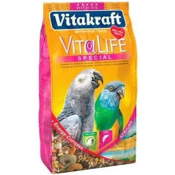 Vitakraft Pro Vita Papageien Futter, 750 g Packung mit Getreide, Samen und Früchten, zuckerfreie Rezeptur ohne Zusatzstoffe
