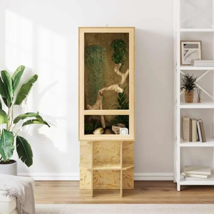 vidaXL Terrarium Braun 50 x 50 x 100 cm OSB, geräumig mit integriertem Thermometer und rustikaler Eleganz – Bild 4