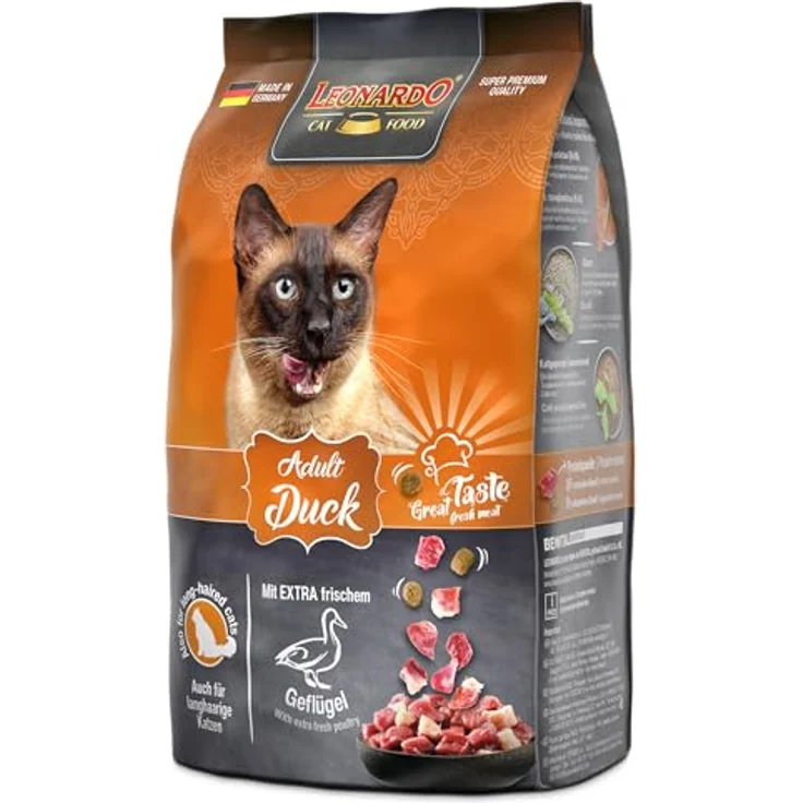 Leonardo Adult Duck Trockenfutter für Katzen, 3er Pack (3 x 300 g) | Haut- und Fellunterstützung mit Chiasaat und Krill, ohne Zusatzstoffe – Bild 5