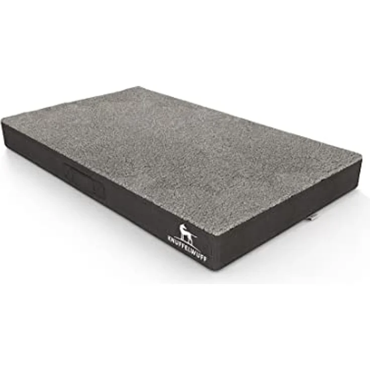 Knuffelwuff Hundematte Ellenie, orthopädisch aus Teddymaterial und Velours, 100 x 65 cm, grau, rutschfester Unterboden, leicht zu reinigen für große, mittelgroße und kleine Hunde – Bild 2