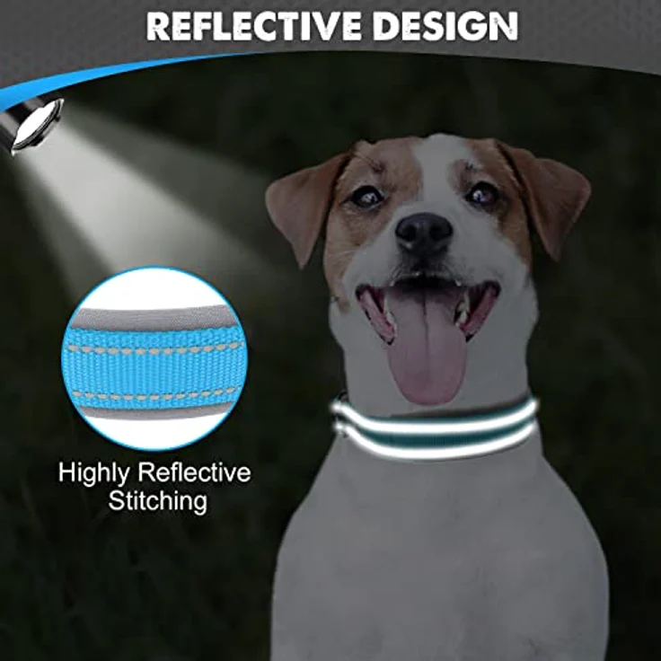Joytale Hundehalsband, Gepolstertes Neoprenhalsband für kleine Hunde, Reflektierende Nähte, Baby Blau – Bild 4
