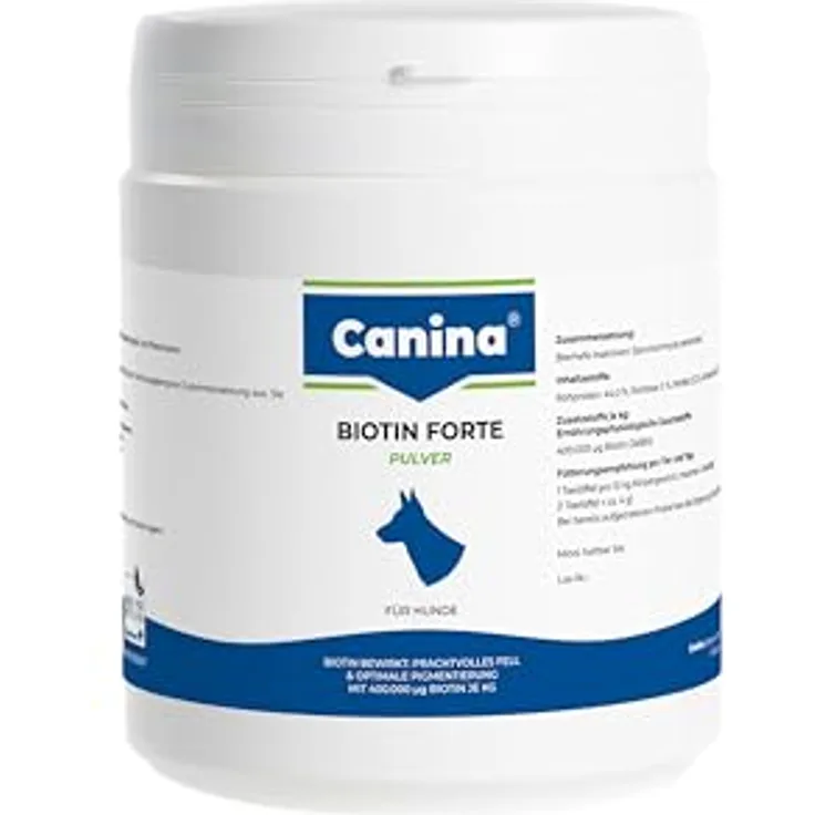 Canina Biotin Forte, Ergänzungsfuttermittel für Hunde, 500g Pulver für gesundes Fell und starke Krallen