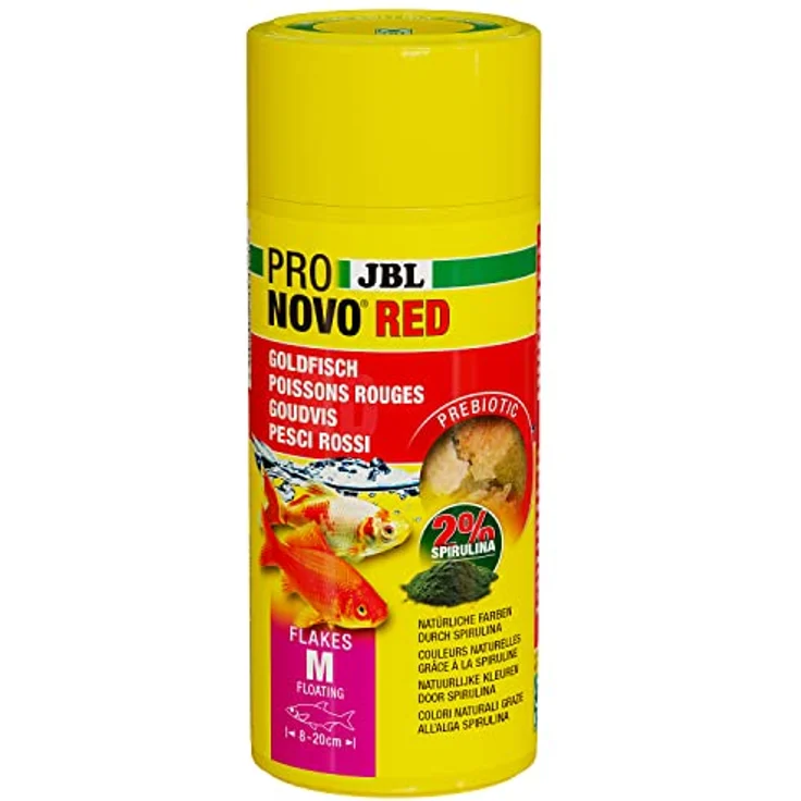 JBL PRONOVO RED FLAKES M, Prebiotisches Goldfischfutter mit Astaxanthin für optimale Farbausbildung, 250 ml