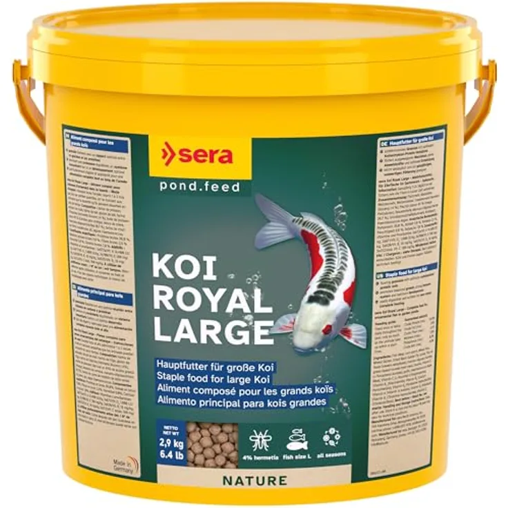 sera Koi Futter Royal Large, Hauptfutter für Koi ab 25 cm, leicht verdaulich & wasserfreundlich, 10 l (2,9 kg), frei von Farb- & Konservierungsstoffen