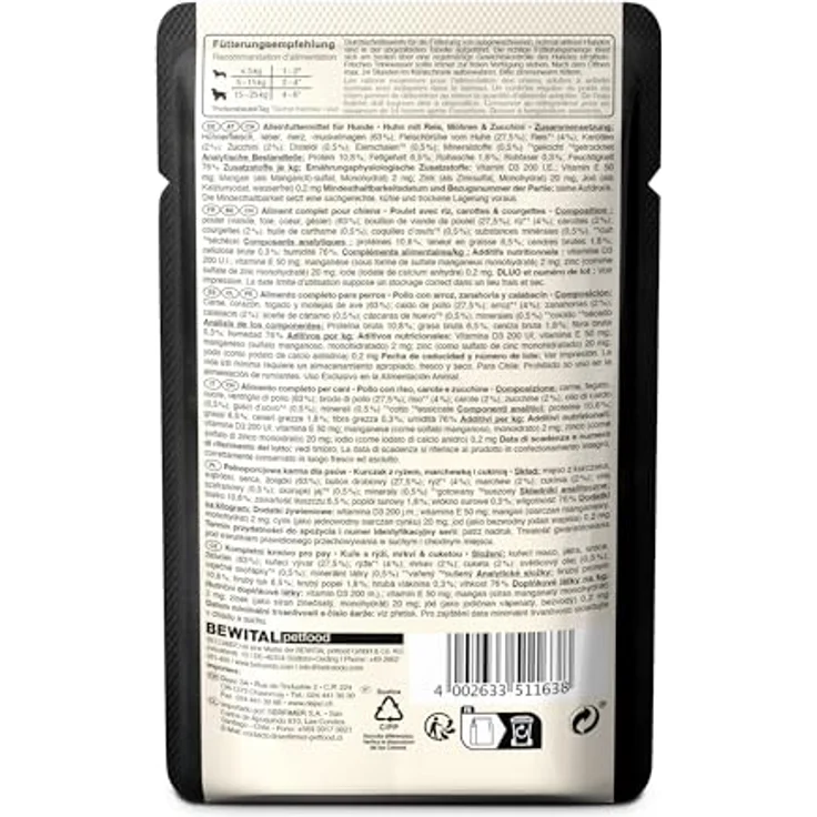BELCANDO Frischebeutel Huhn mit Reis, Zucchini & Möhren | Nassfutter für Hunde, 12x125g, Alleinfutter im Einzelportionsbeutel, mit Distelöl – Bild 3