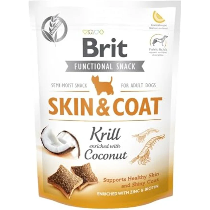 Brit Care Dog Snacks, Snack Skin & Coat mit Krill und Kokosnuss, 150 g für gesunde Zahnpflege und Beschäftigung