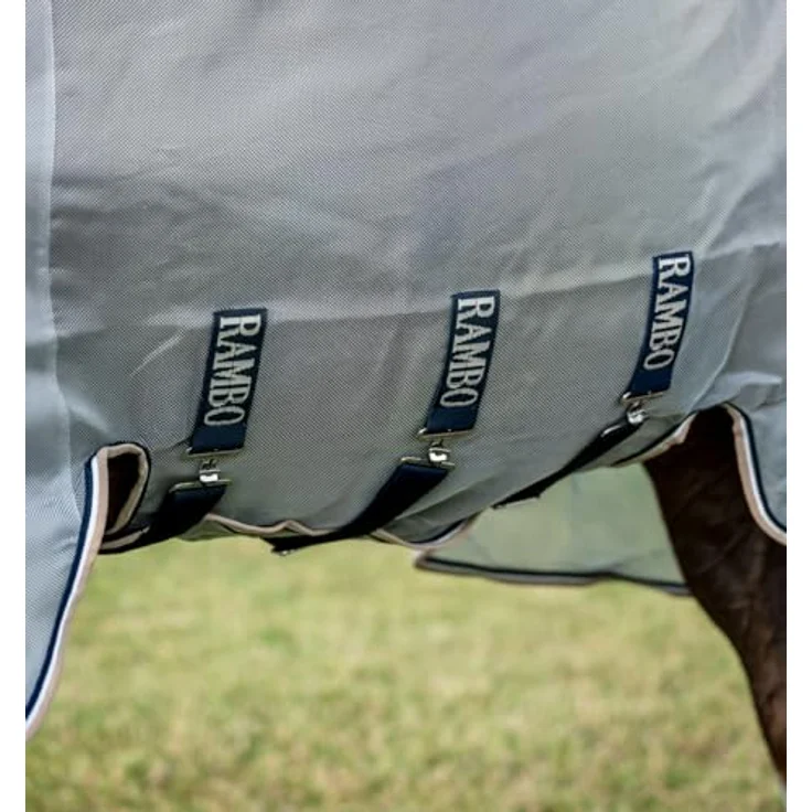 Horseware Rambo Protector Integrated Fliegendecke, Insektenschutz für Pferde, Silver/Navy, White & Beige, 155 cm (6'9") – Bild 3