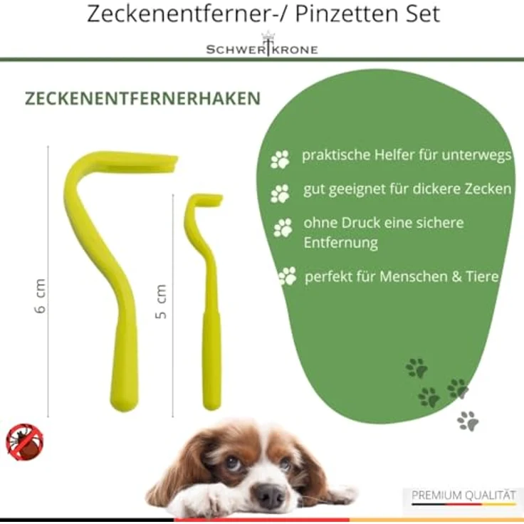 Schwertkrone® Zeckenzange 3er Set, Kunststoff - Zeckenentferner für Hunde, Katzen & Menschen, mit 2 Haken in verschiedenen Größen, praktische Druckknopf-Zeckenzange, handlich für unterwegs – Bild 4