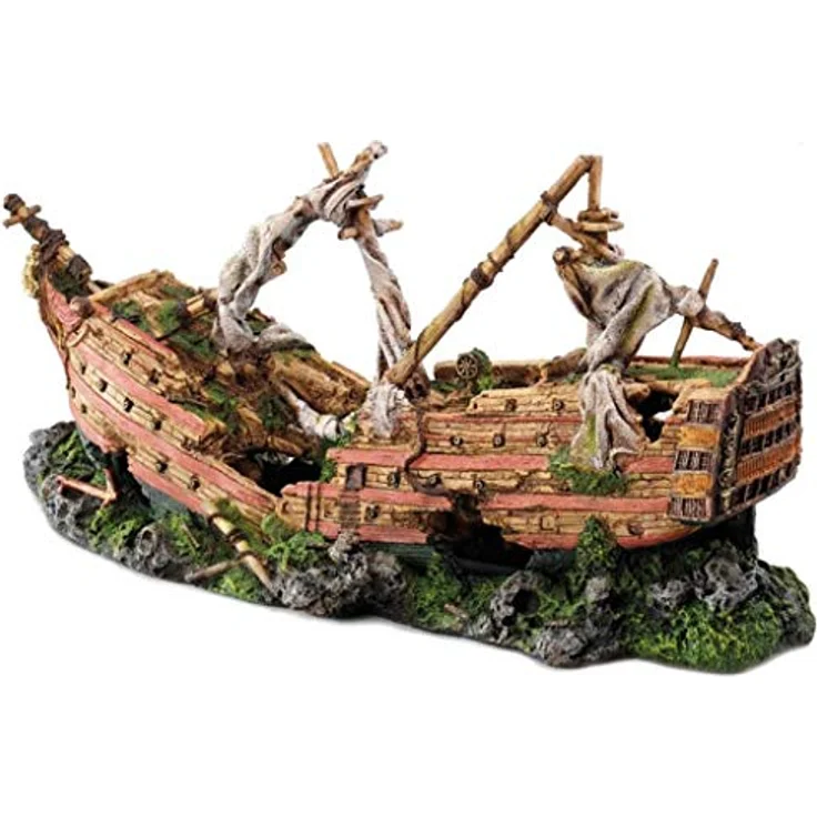 EBI Aqua Della Galeon Wreck XXL, Dekoration aus ungiftigem Polyresin, mehrfarbig für Süß- und Salzwasseraquarien, 73 x 26,5 x 34 cm – Bild 1