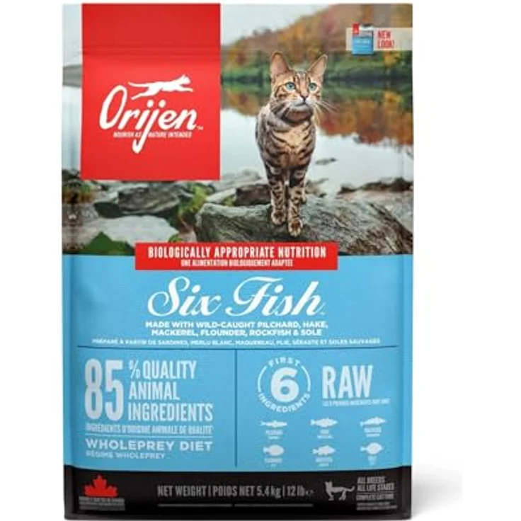 Orijen Six Fish, hochwertiges Katzen-Trockenfutter mit gefriergetrockneten, ganzen Fischen für Katzen und Kätzchen – Bild 1