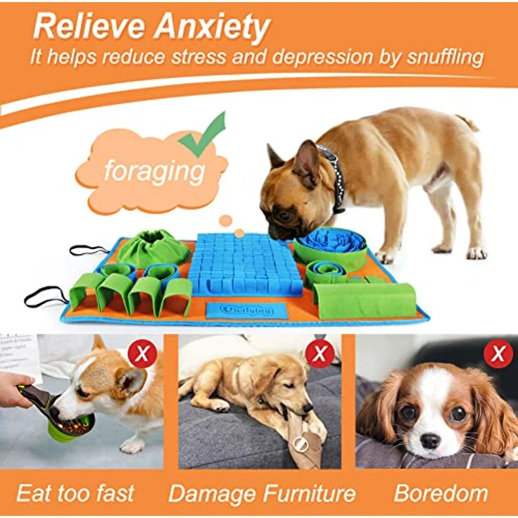 Vivifying Schnüffelteppich für Hunde, Waschbares interaktives Spielzeug zur Futtersuche, 66 × 42 cm, ideal für kleine und mittelgroße Hunde – Bild 3