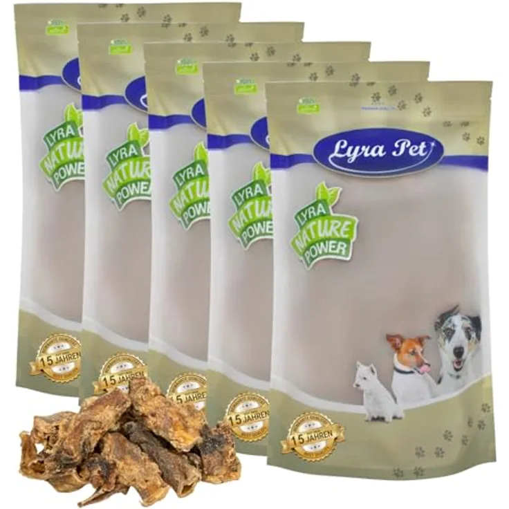 Lyra Pet® Ochsenziemer Abschnitte, 5 kg getrockneter Kausnack für Hunde, naturbelassen und proteinreich
