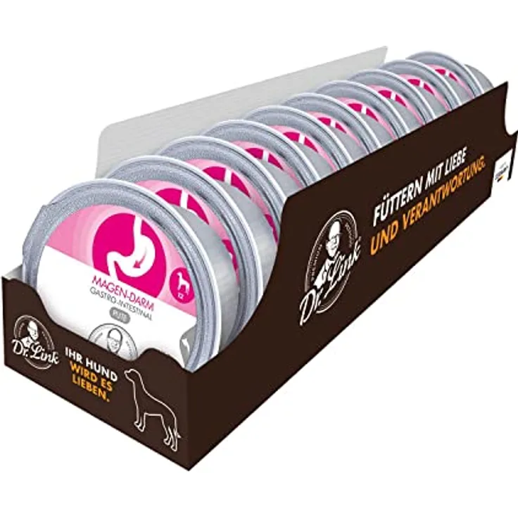 Dr. Link Spezial-Diät Hundefutter, Proteinquelle Pute für empfindliche Hunde, leicht verdaulich, 10x125g Schale