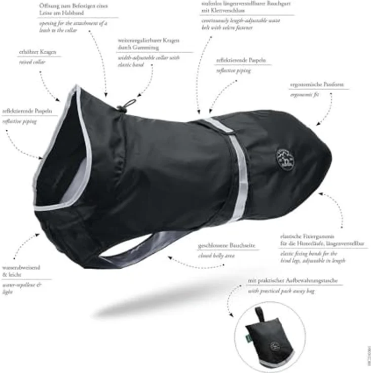 Hunter Hunde-Regenmantel Uppsala Rain schwarz 35 cm – Bild 4