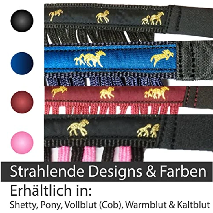 Pferdelinis Fliegenfransen für Pferde Fliegenmaske mit Klettverschluss, effektiver Insektenschutz, Bordeaux, Pony – Bild 5
