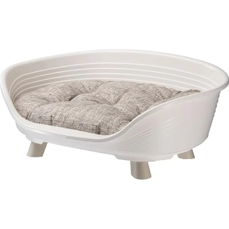 Ferplast Throne Hundebett & Katzenbett, erhöht, waschbar, atmungsaktiv, rutschfest, 70,5 x 52 x H 28,5 cm, Weiß – Bild 4