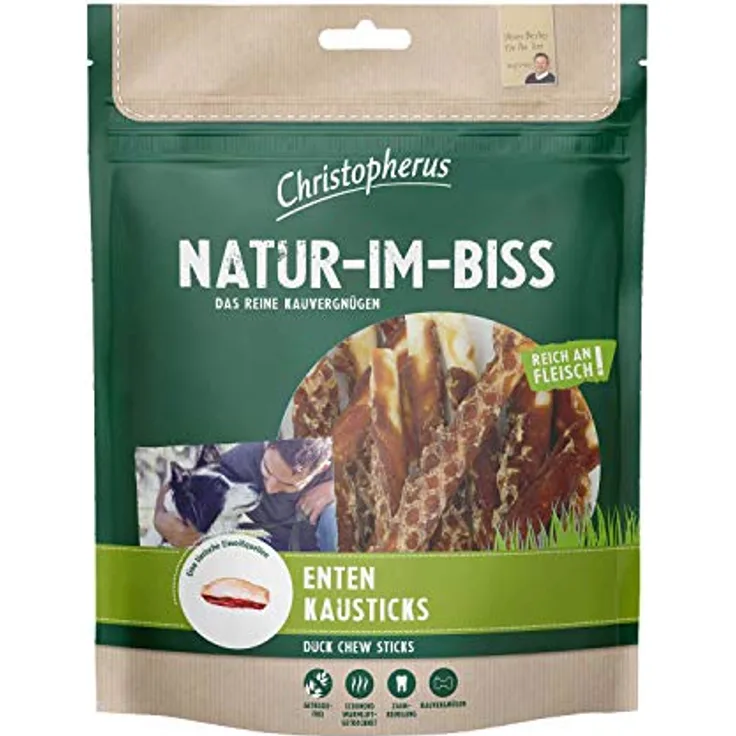 Christopherus Kausticks für Hunde, Enten-Kausticks, warmluftgetrocknet, 100% natürlich, 300 g