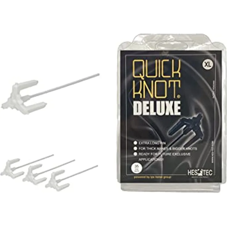 Quick Knot® Deluxe Mähnenklammer, wiederverwendbares Flechtwerkzeug für Pferde und Ponys, Weiß, XL